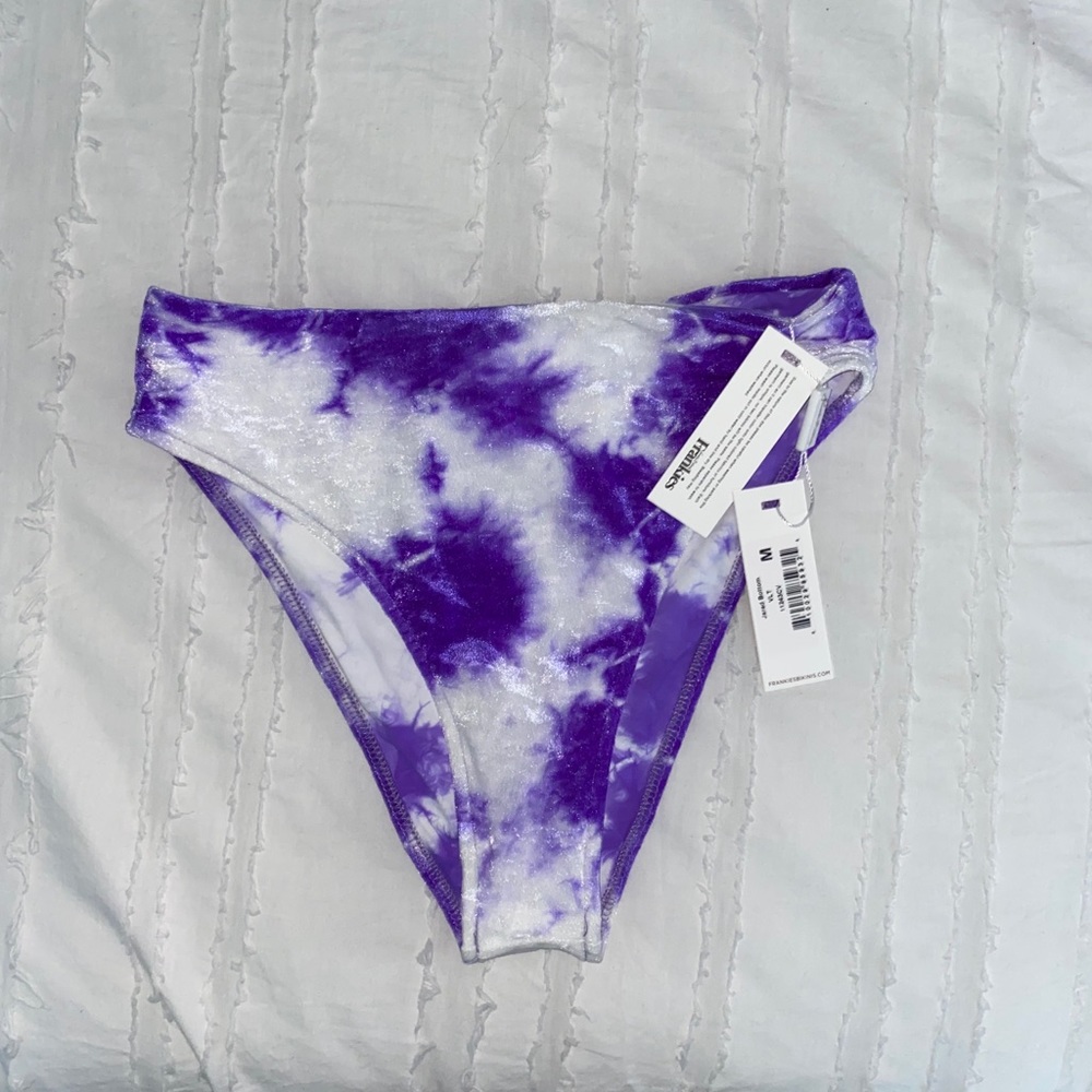 Velvet tie dye bikini bottom
